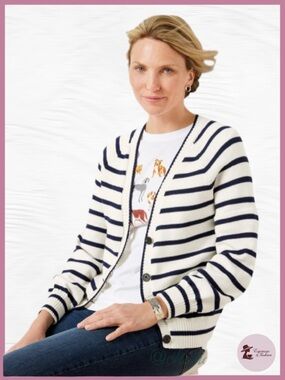 NWOT Talbots Nautical V-Neck Cotton Cardigan